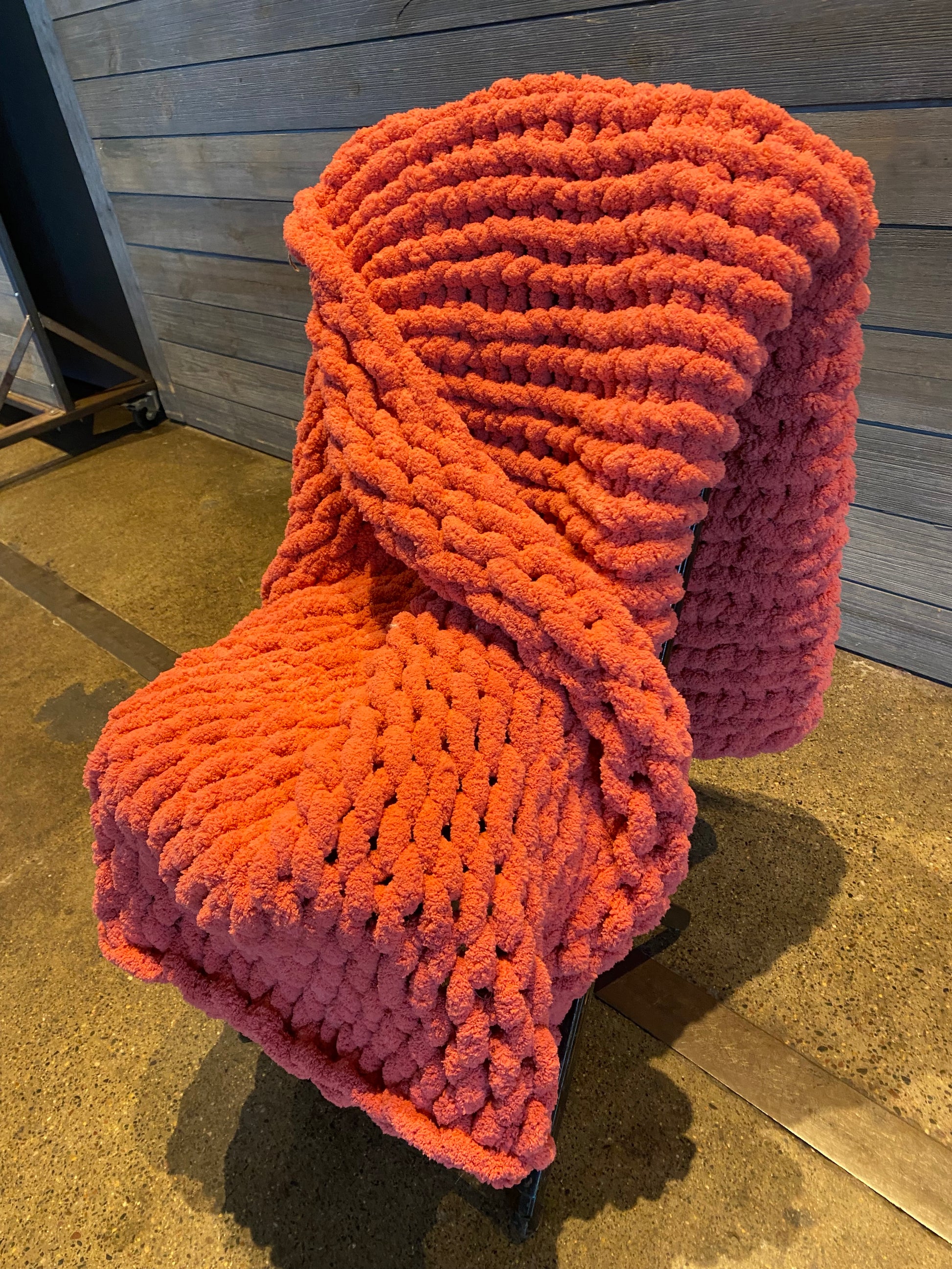 Knitted Blanket Knitted Orange Throw Knitted Blanket Chunky Burnt