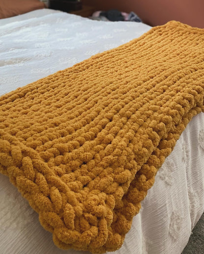 Plush Oversized Throw - Mustard