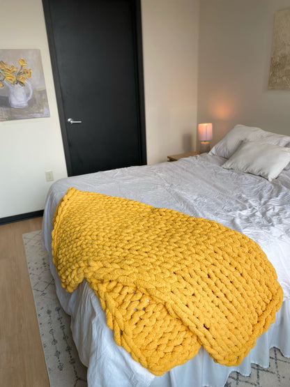 Plush Oversized Throw - Mustard